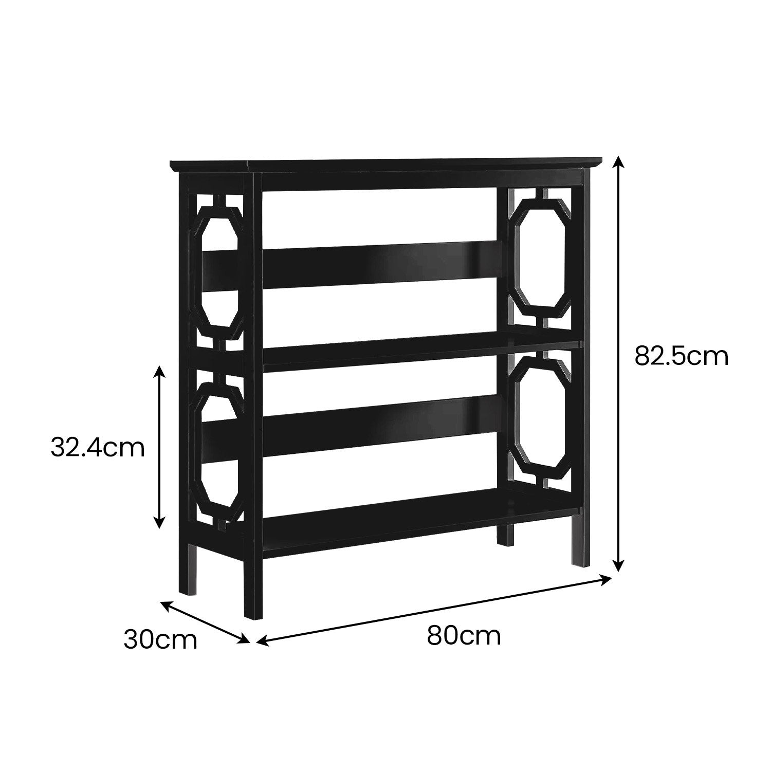 Bookcases & Shelves: Sarantino Laurel 3-Tier Bookshelf Display Rack in Black