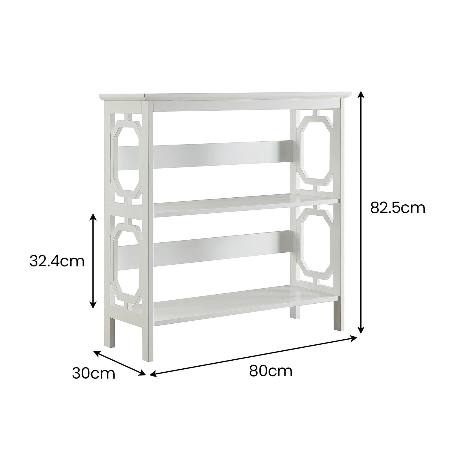 Bookcases & Shelves: Sarantino Laurel 3-Tier Bookshelf Display Rack in White