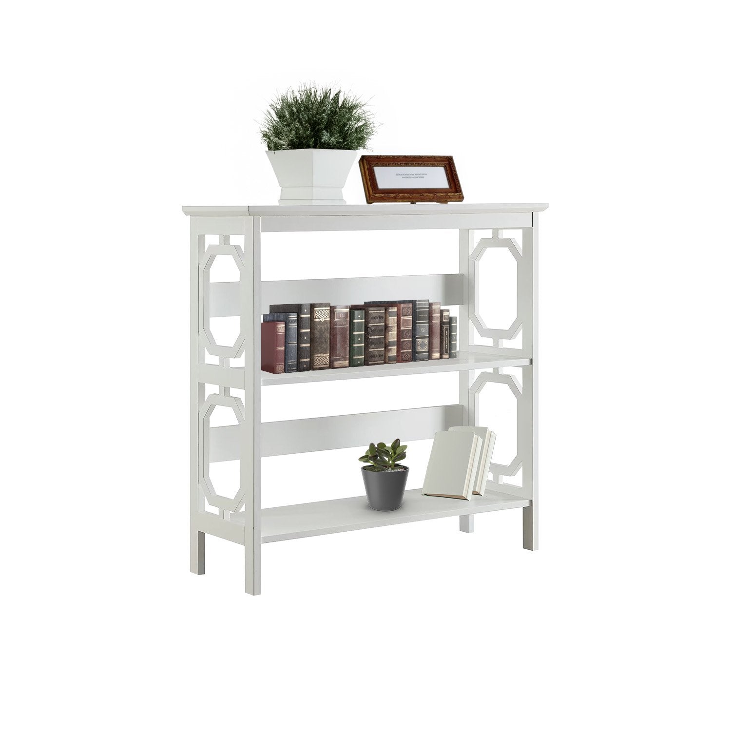 Bookcases & Shelves: Sarantino Laurel 3-Tier Bookshelf Display Rack in White