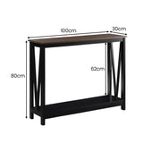 Side Tables: Sarantino Cielo 2-Tier Console Table Dark Walnut