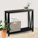 Side Tables: Sarantino Cielo 2-Tier Console Table Dark Walnut