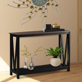 Side Tables: Sarantino Cielo 2-Tier Console Table Dark Walnut