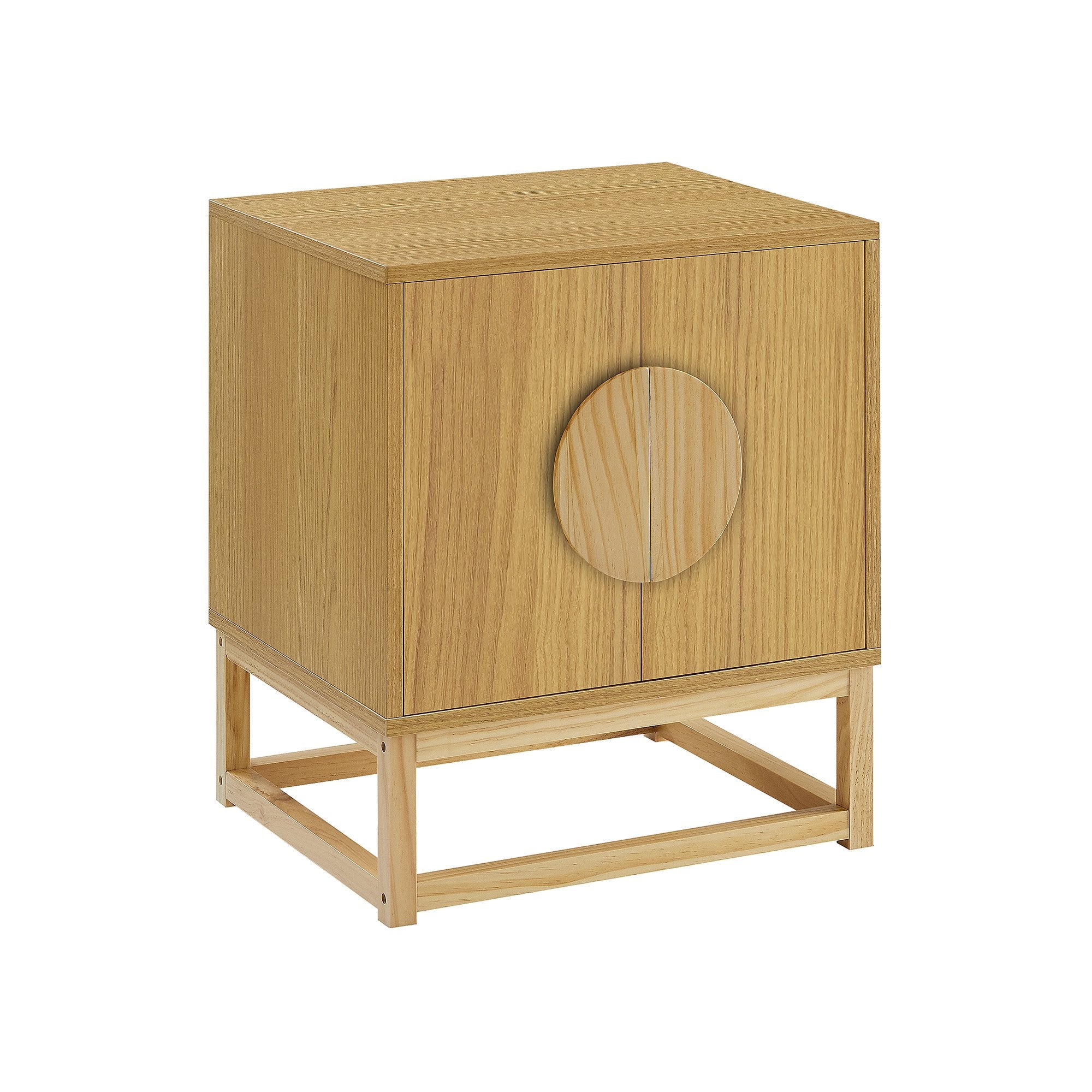Arm Chairs & Recliners: Sarantino Luca Bedside Table Split Door Night Stand - Natural