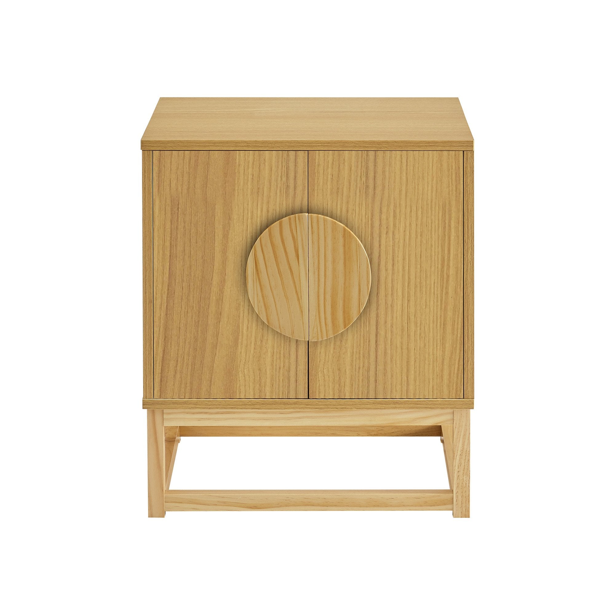 Arm Chairs & Recliners: Sarantino Luca Bedside Table Split Door Night Stand - Natural