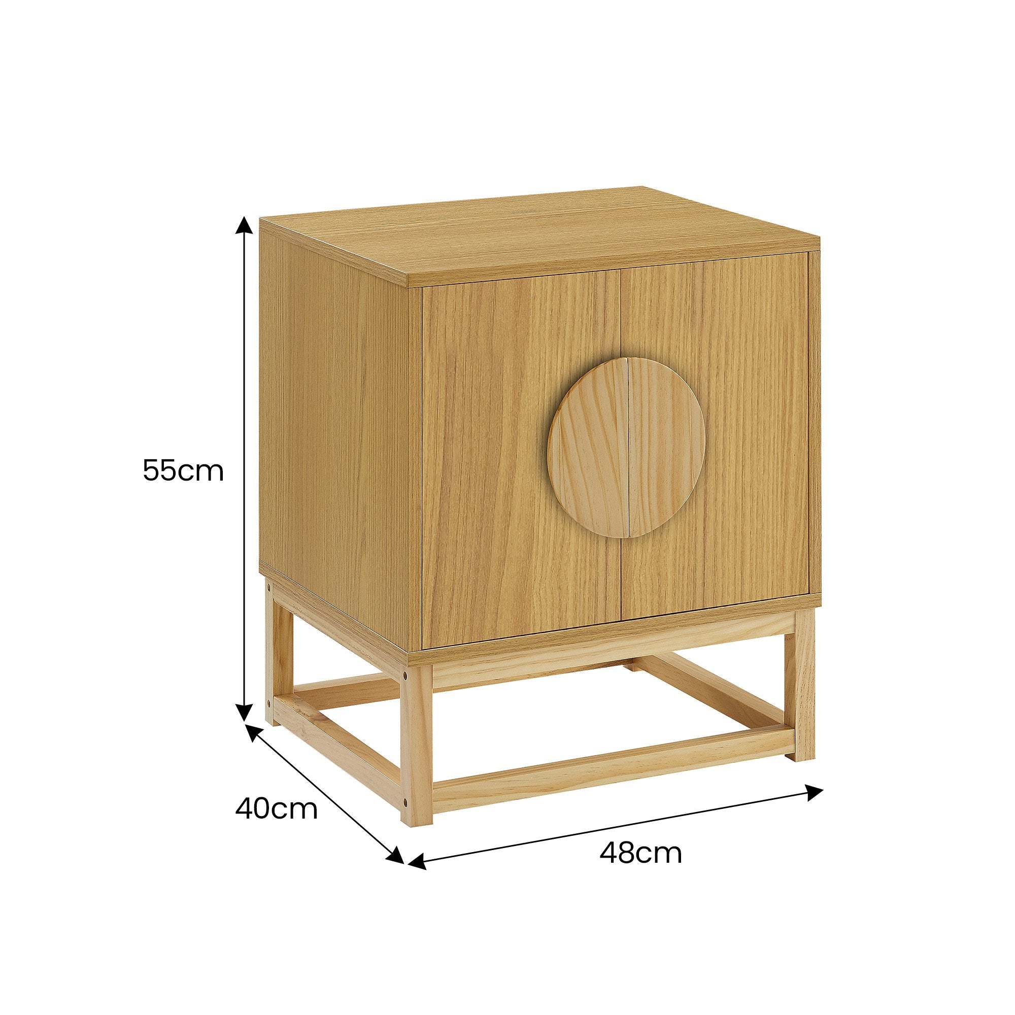 Arm Chairs & Recliners: Sarantino Luca Bedside Table Split Door Night Stand - Natural
