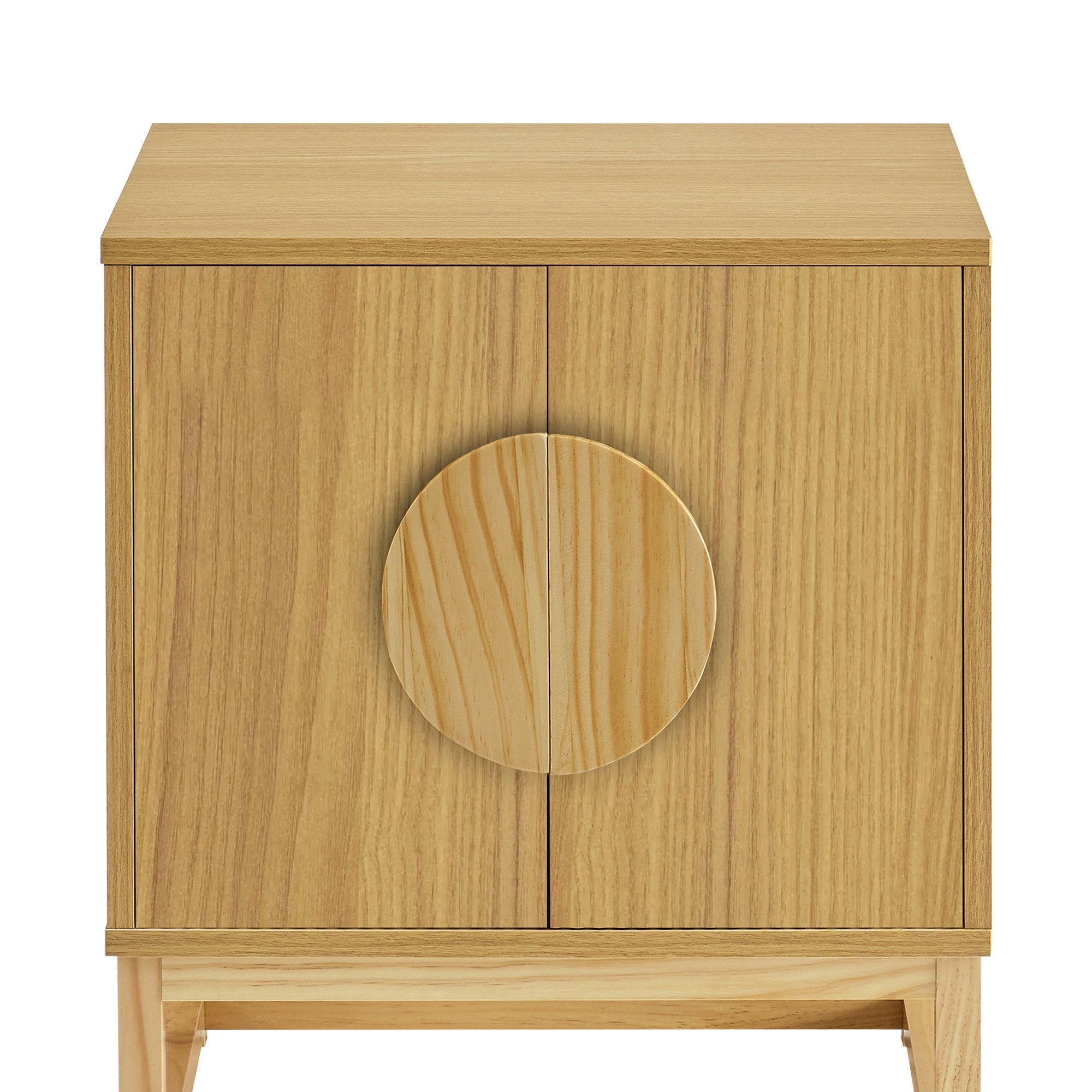 Arm Chairs & Recliners: Sarantino Luca Bedside Table Split Door Night Stand - Natural