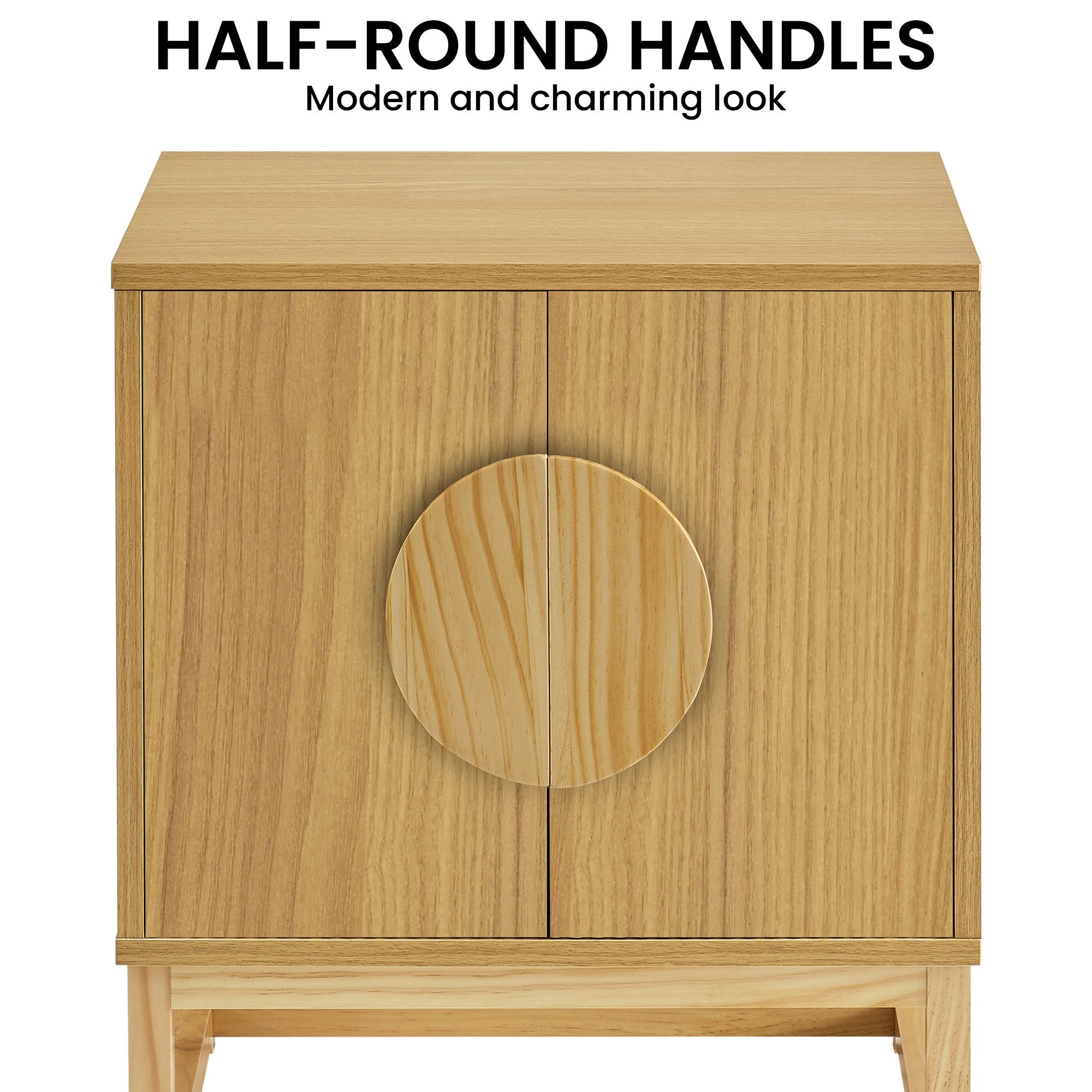 Arm Chairs & Recliners: Sarantino Luca Bedside Table Split Door Night Stand - Natural