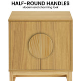Arm Chairs & Recliners: Sarantino Luca Bedside Table Split Door Night Stand - Natural