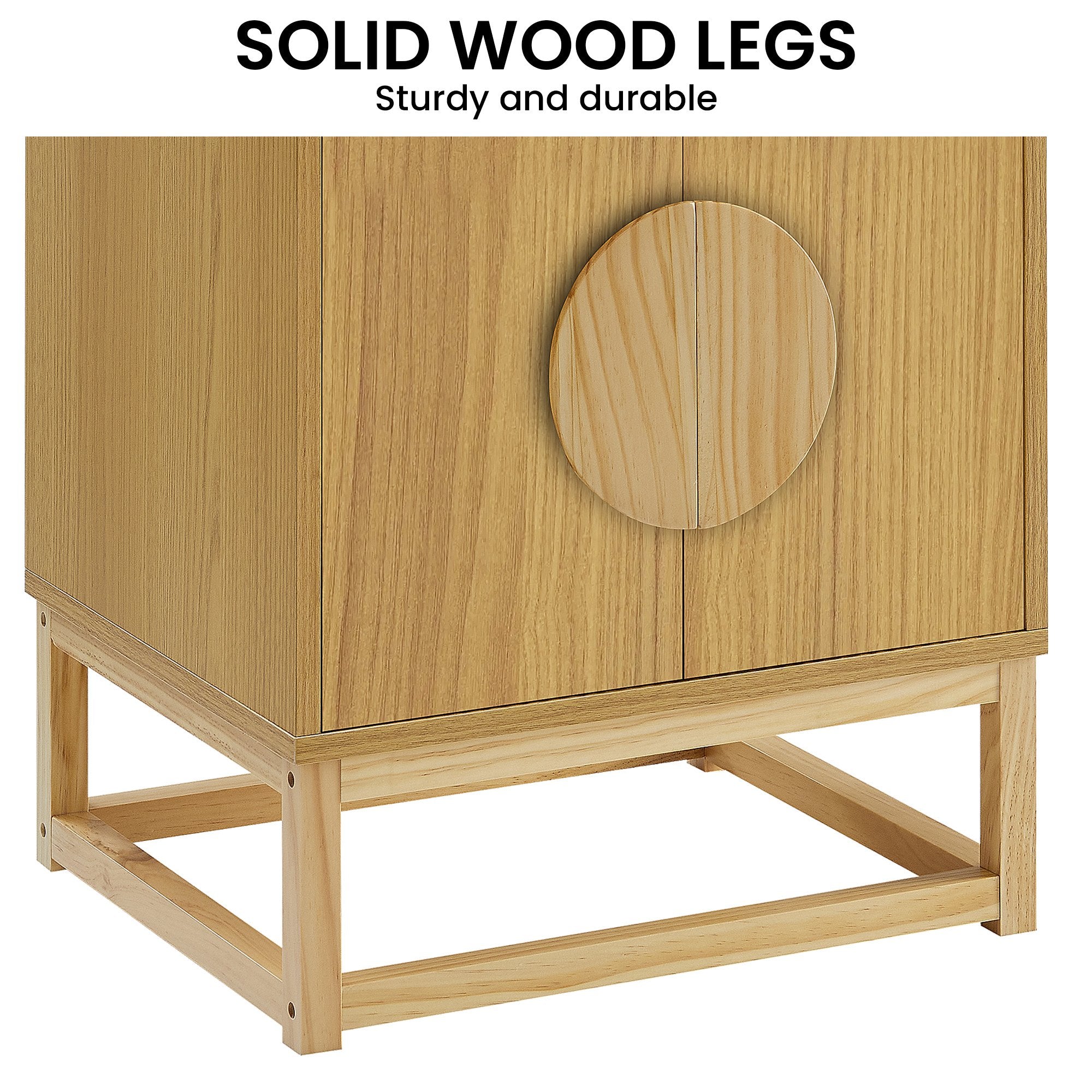Arm Chairs & Recliners: Sarantino Luca Bedside Table Split Door Night Stand - Natural