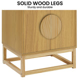 Arm Chairs & Recliners: Sarantino Luca Bedside Table Split Door Night Stand - Natural