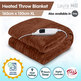 Blankets & Throws: Laura Hill Heated Electric Blanket Throw Rug Coral Warm Fleece Brown