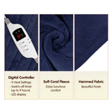 Blankets & Throws: Laura Hill Heated Electric Blanket Coral Warm Fleece Winter Blue