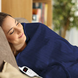 Blankets & Throws: Laura Hill Heated Electric Blanket Coral Warm Fleece Winter Blue