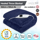 Blankets & Throws: Laura Hill Heated Electric Blanket Coral Warm Fleece Winter Blue