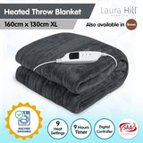 Blankets & Throws: Laura Hill Heated Electric Blanket Throw Rug Coral Warm Fleece Grey