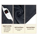 Blankets & Throws: Laura Hill Heated Electric Blanket Throw Rug Coral Warm Fleece Grey
