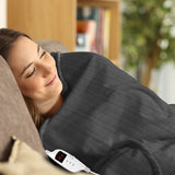 Blankets & Throws: Laura Hill Heated Electric Blanket Throw Rug Coral Warm Fleece Grey