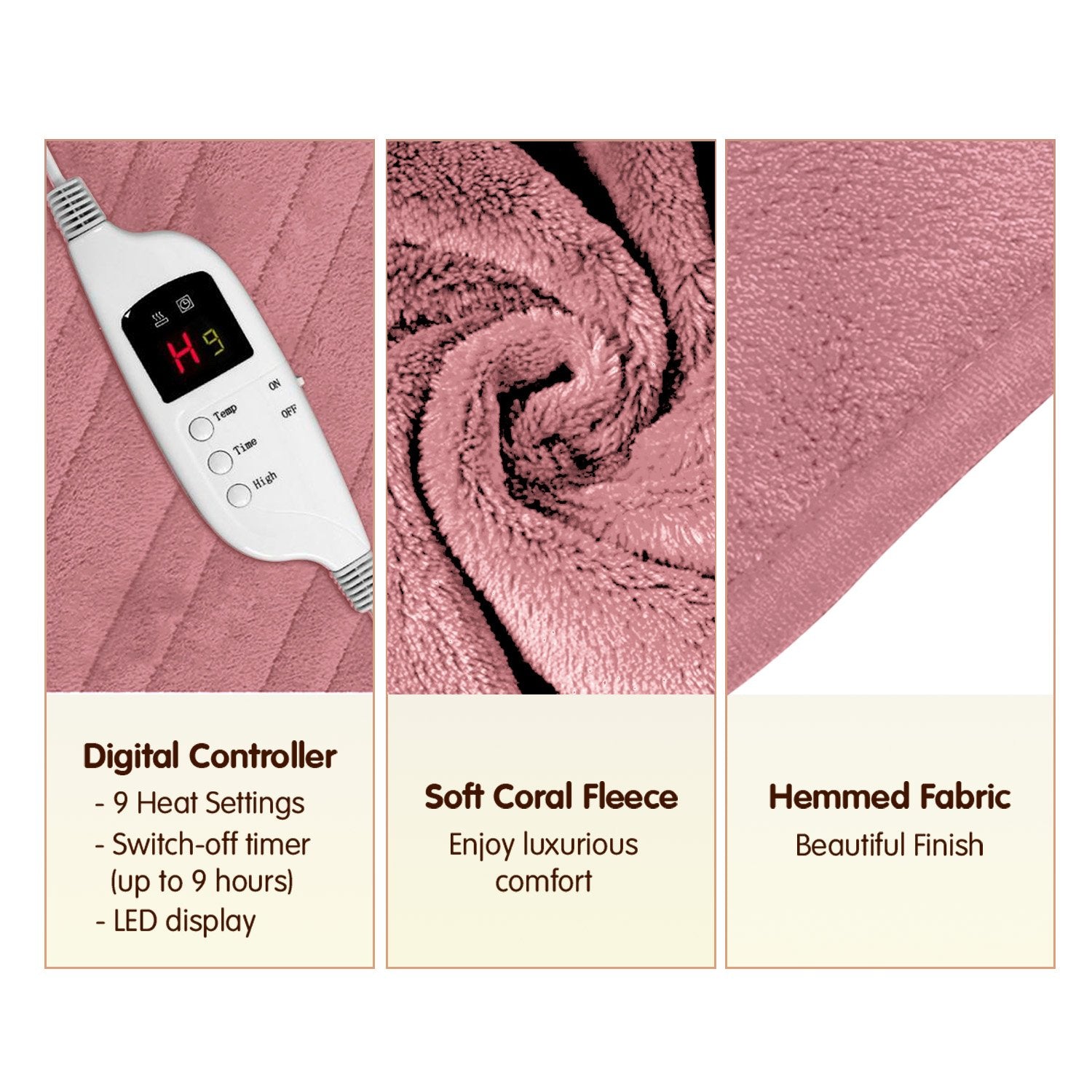 Blankets & Throws: Laura Hill Heated Electric Blanket Throw Rug Coral Warm Fleece Pink