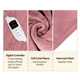 Blankets & Throws: Laura Hill Heated Electric Blanket Throw Rug Coral Warm Fleece Pink