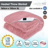 Blankets & Throws: Laura Hill Heated Electric Blanket Throw Rug Coral Warm Fleece Pink
