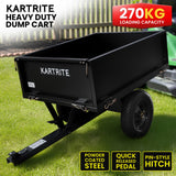 Spreaders & Wheelbarrows: Kartrite Heavy Duty Dump Cart 270kg Capacity Pneumatic Tyres Quick Release Pedal Removable Tailgate Trailer for Garden