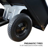 Spreaders & Wheelbarrows: Kartrite Heavy Duty Dump Cart 270kg Capacity Pneumatic Tyres Quick Release Pedal Removable Tailgate Trailer for Garden