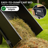 Spreaders & Wheelbarrows: Kartrite Heavy Duty Dump Cart 270kg Capacity Pneumatic Tyres Quick Release Pedal Removable Tailgate Trailer for Garden