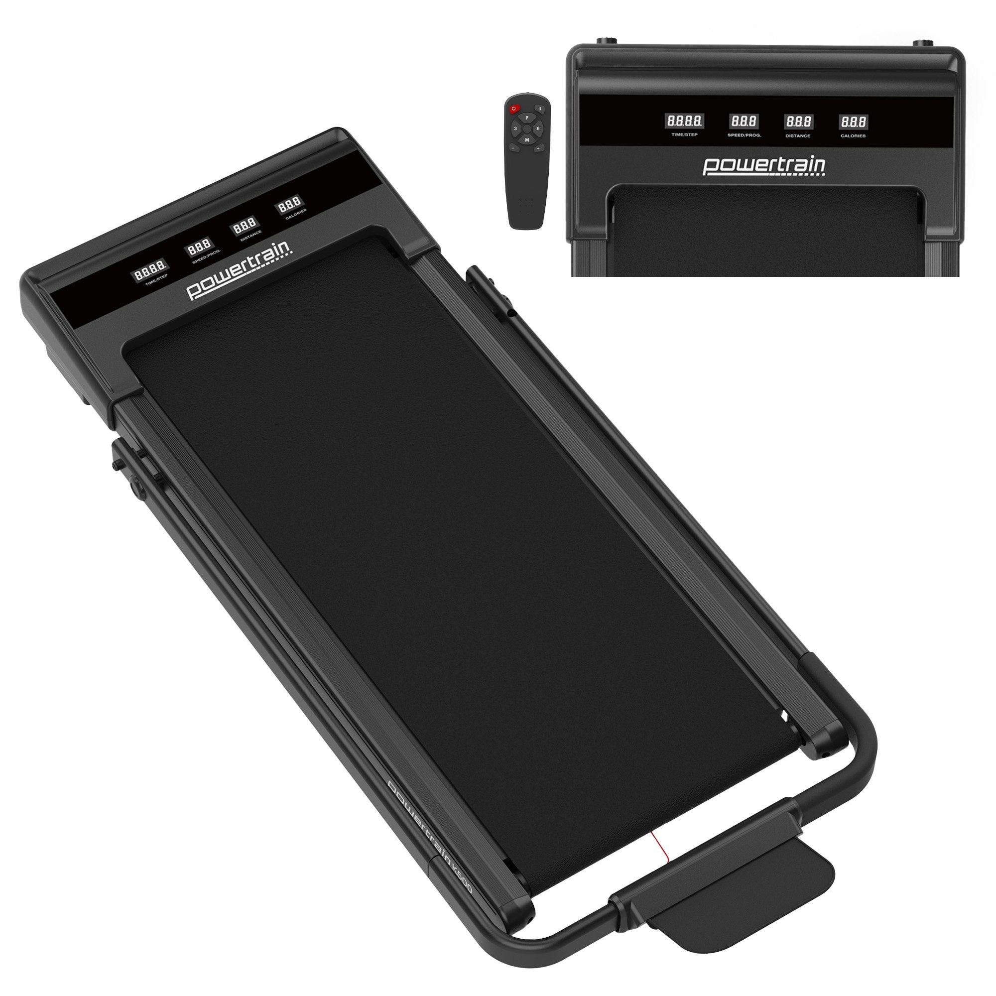 Treadmills: Powertrain K500 Walking Pad Treadmill 2 in 1 Foldable Walking & Running Machine w/2.5HP Motor Dual LED Displays 2 Level