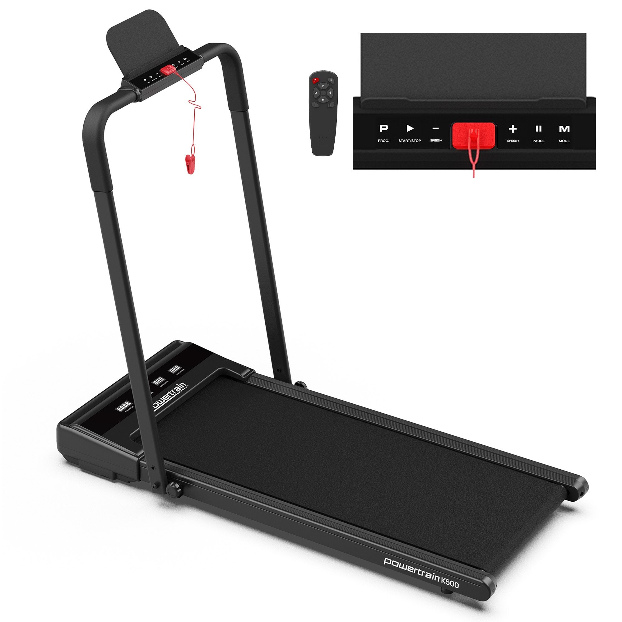 Treadmills: Powertrain K500 Walking Pad Treadmill 2 in 1 Foldable Walking & Running Machine w/2.5HP Motor Dual LED Displays 2 Level