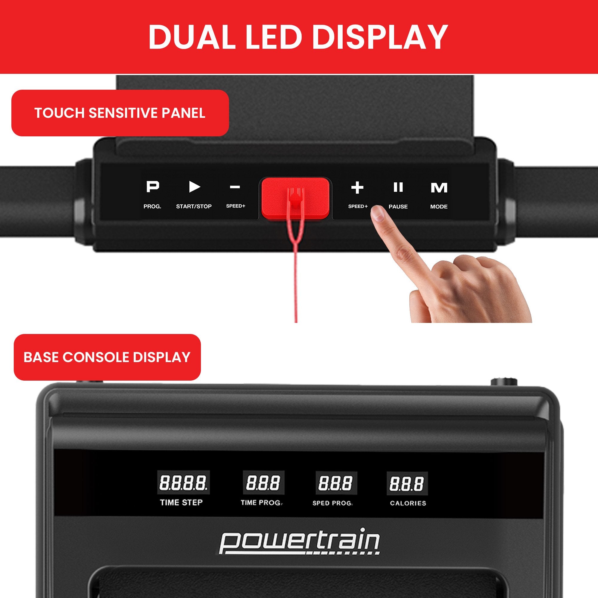 Treadmills: Powertrain K500 Walking Pad Treadmill 2 in 1 Foldable Walking & Running Machine w/2.5HP Motor Dual LED Displays 2 Level