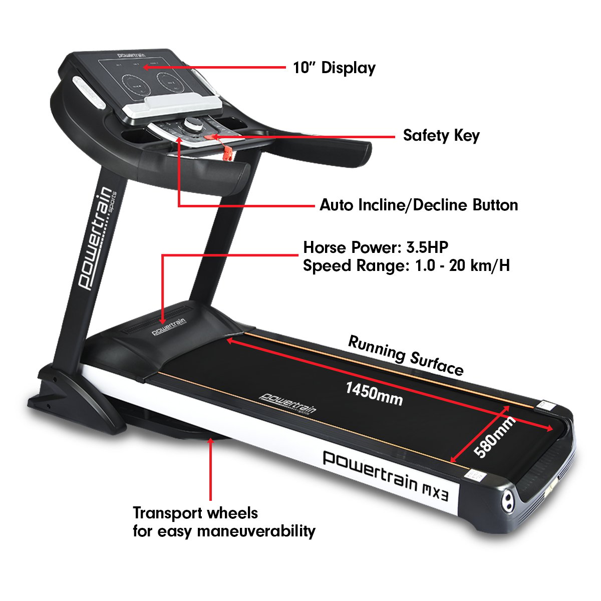 Exercise Bikes: Powertrain MX3 Treadmill Performance Home Gym Cardio Machine