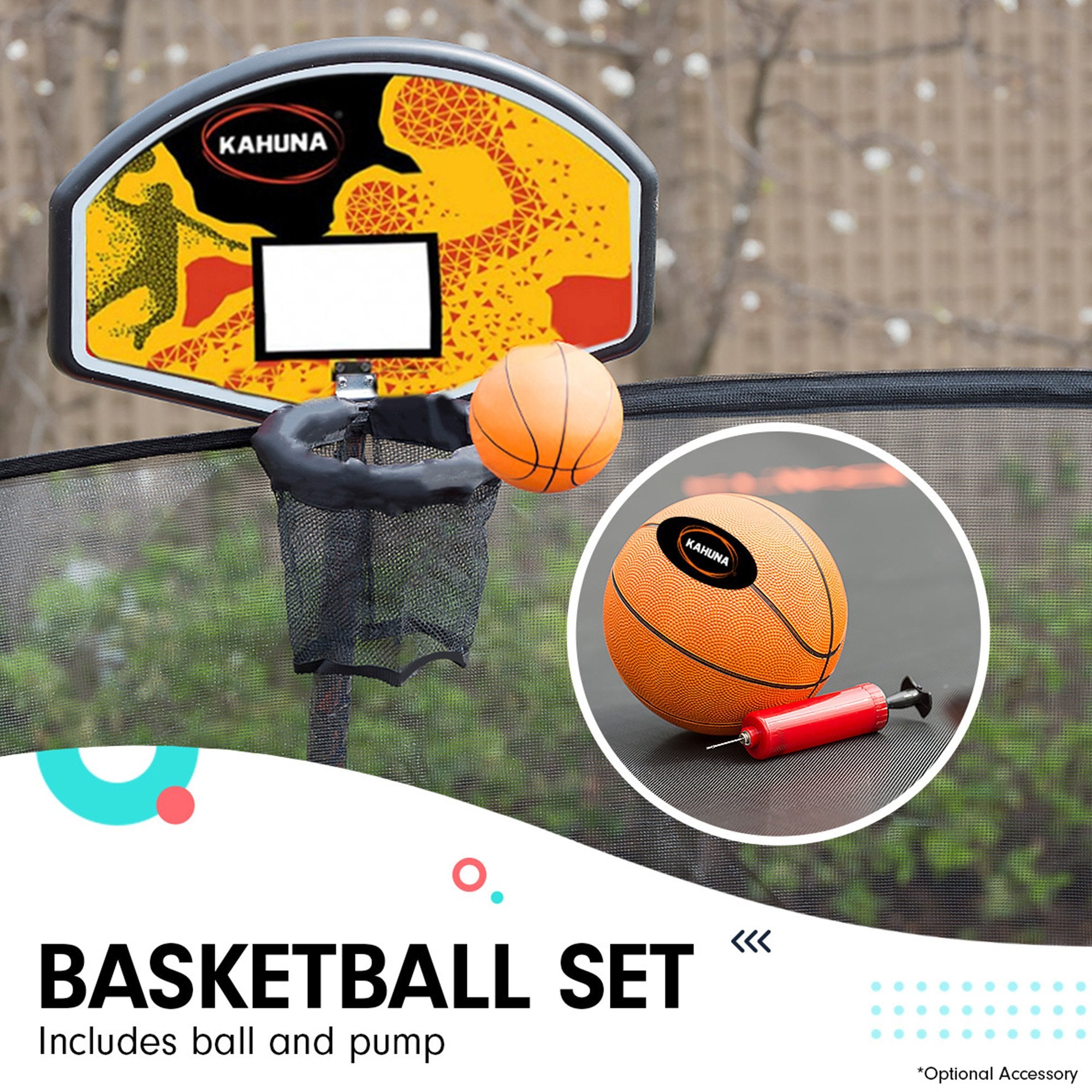 Trampolines & Accessories: Kahuna 6 Ft X 9 Ft Rectangular Outdoor Trampoline With Basketball Set - Orange