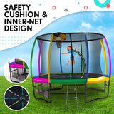 Trampolines & Accessories: Kahuna 10ft Outdoor Trampoline Kids Children With Safety Enclosure Pad Mat Ladder Basketball Hoop Set - Rainbow