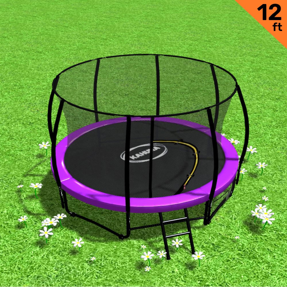 Trampolines & Accessories: Kahuna 12ft Trampoline Free Ladder Spring Mat Net Safety Pad Cover Round Enclosure - Purple