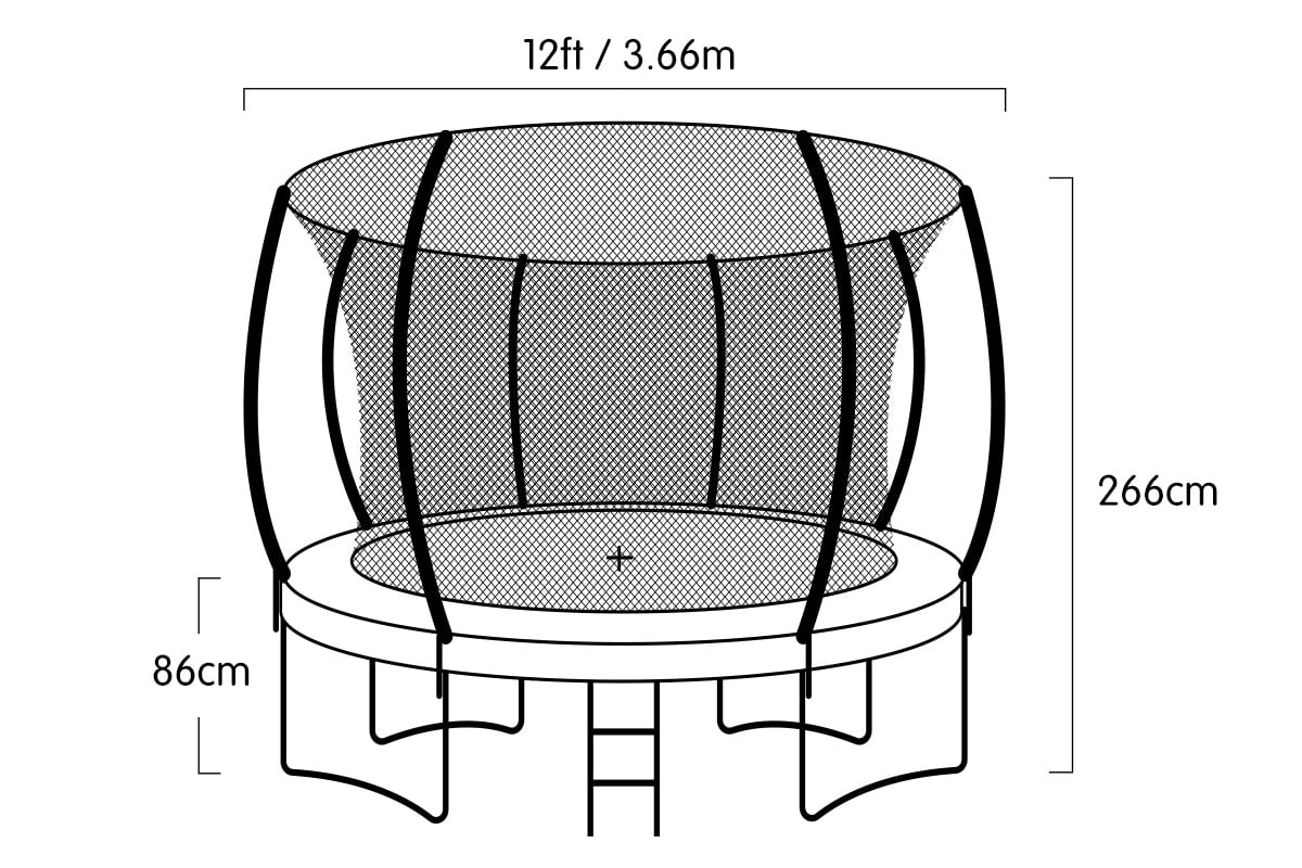 Trampolines & Accessories: Kahuna 12ft Trampoline Free Ladder Spring Mat Net Safety Pad Cover Round Enclosure - Purple