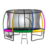 Trampolines & Accessories: Kahuna 12ft Trampoline Free Ladder Spring Mat Net Safety Pad Cover Round Enclosure - Rainbow