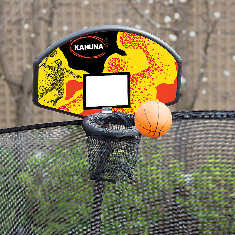 Trampolines & Accessories: Kahuna 14ft Outdoor Trampoline Kids Children With Safety Enclosure Pad Mat Ladder Basketball Hoop Set - Purple