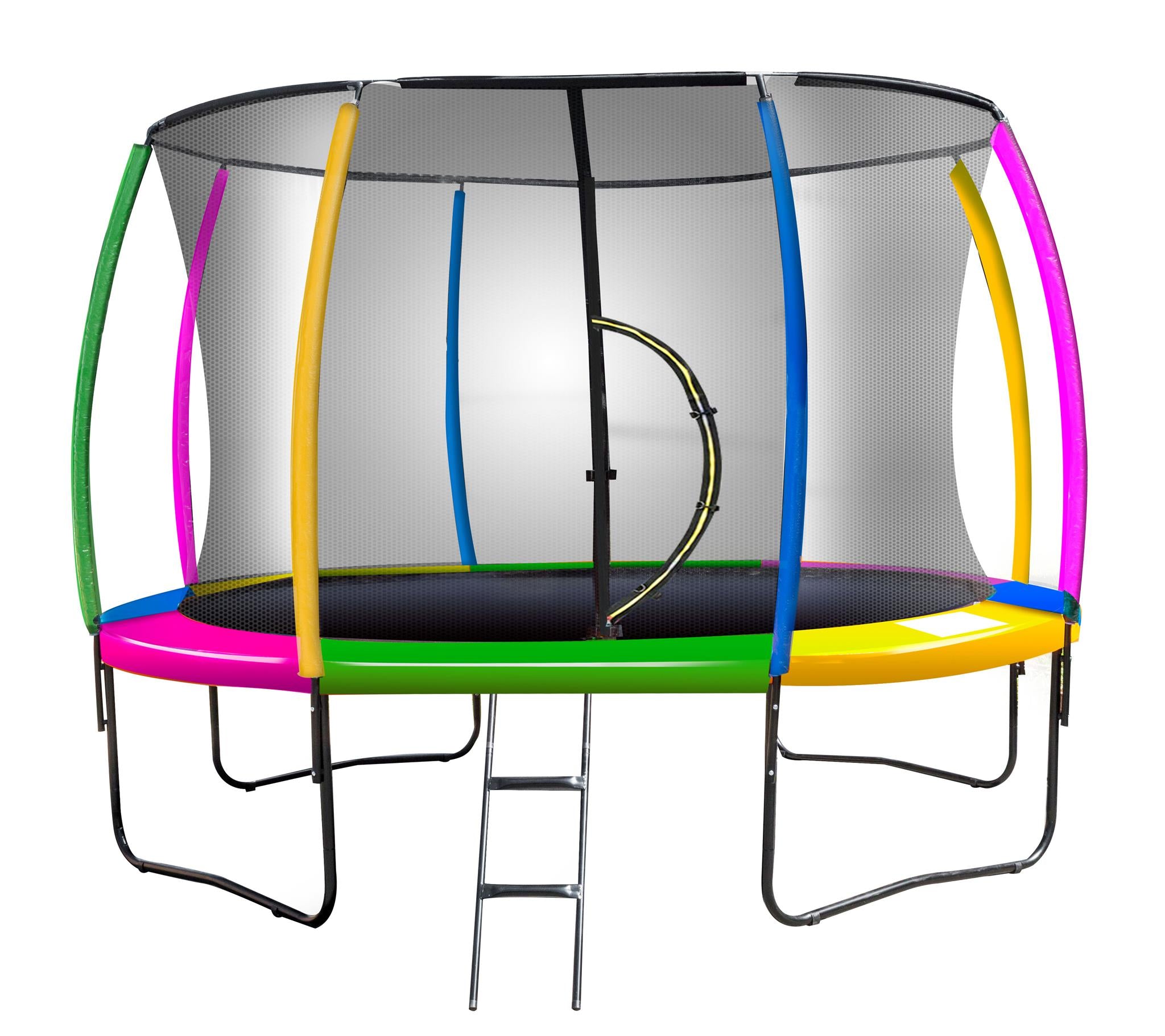 Trampolines & Accessories: Kahuna 14ft Trampoline Free Ladder Spring Mat Net Safety Pad Cover Round Enclosure - Rainbow