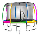 Trampolines & Accessories: Kahuna 14ft Trampoline Free Ladder Spring Mat Net Safety Pad Cover Round Enclosure - Rainbow