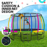 Trampolines & Accessories: Kahuna 14ft Outdoor Trampoline Kids Children With Safety Enclosure Pad Mat Ladder Basketball Hoop Set - Rainbow