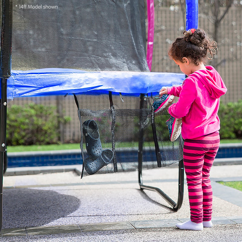 Trampolines & Accessories: Kahuna 14ft Outdoor Trampoline Kids Children With Safety Enclosure Pad Mat Ladder Basketball Hoop Set - Rainbow