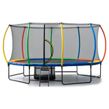 Trampolines & Accessories: Kahuna 10 ft x 15 ft Oval Outdoor Trampoline with Reversible Rainbow & Orange Safety Pad Safety Net and Ladder
