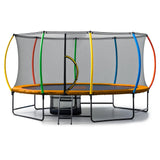 Trampolines & Accessories: Kahuna 10 ft x 15 ft Oval Outdoor Trampoline with Reversible Rainbow & Orange Safety Pad Safety Net and Ladder