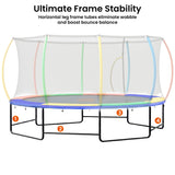 Trampolines & Accessories: Kahuna 10 ft x 15 ft Oval Outdoor Trampoline L.E.D. Basketball Set Reversible Rainbow & Orange Safety Pad Safety Net Ladder