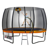 Trampolines & Accessories: Kahuna Twister 12ft Springless Trampoline Outdoor Mat Pad Net Ladder with Basketball Set
