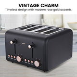 Toasters & Grills: Pronti 4 Slice Toaster Rose Trim Collection - Black