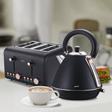 Toasters & Grills: Pronti 4 Slice Toaster Rose Trim Collection - Black
