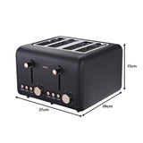 Toasters & Grills: Pronti 4 Slice Toaster Rose Trim Collection - Black