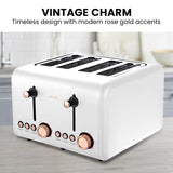 Toasters & Grills: Pronti 4 Slice Toaster Rose Trim Collection - White
