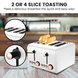 Toasters & Grills: Pronti 4 Slice Toaster Rose Trim Collection - White